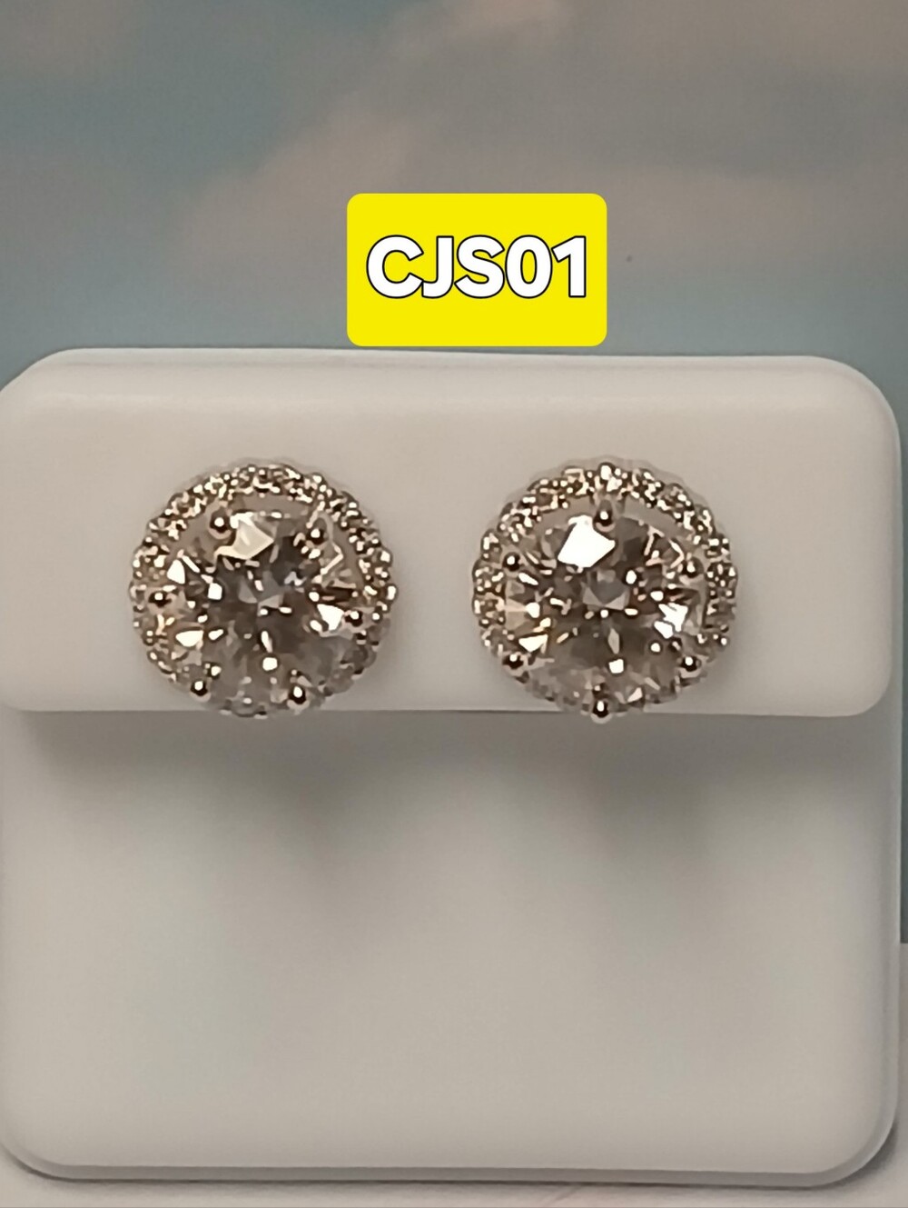 Sterling Silver Classic Clear Crystal Screw Stud Earrings - Women Jewelry